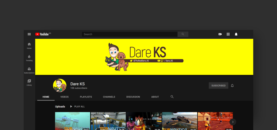 YouTube Graphics for DareKS. Designed by Johnery
