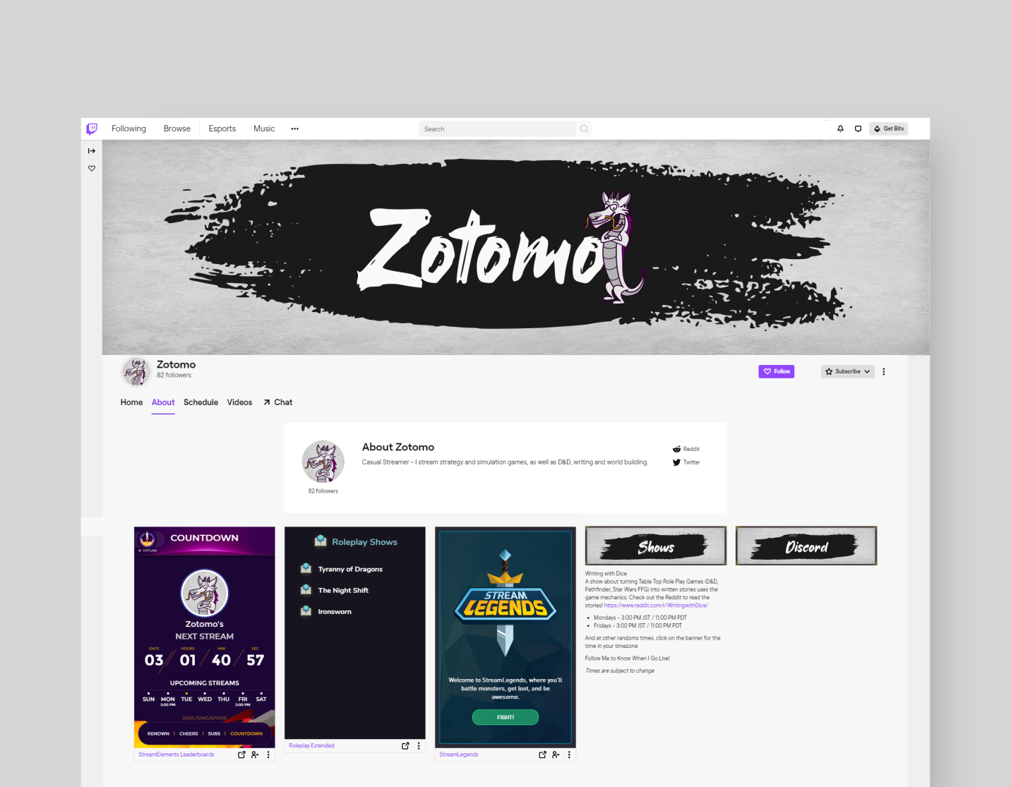 Twitch graphics for Zotomo. Designed by Johnery