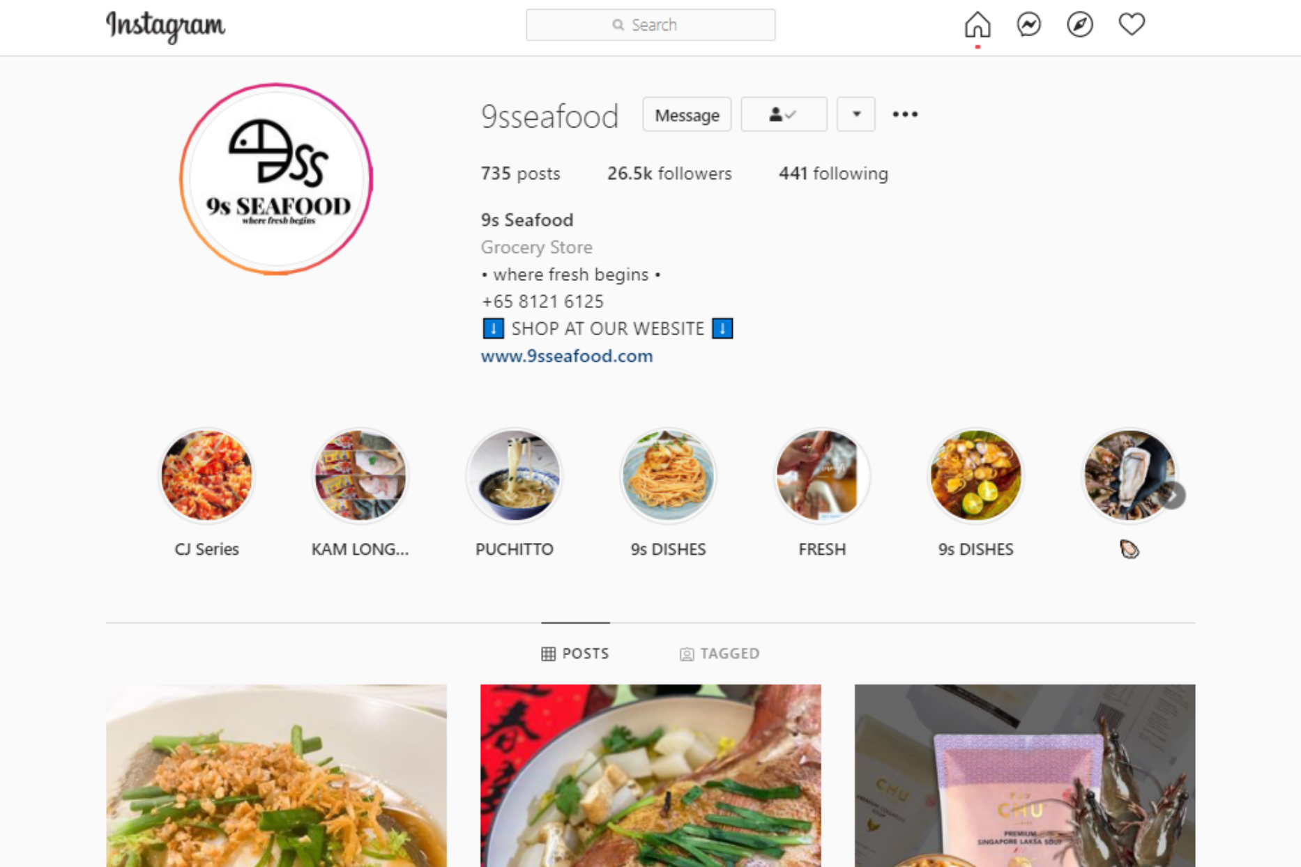 9s Seafood has more than 25k followers on Instagram as of 7 Feb 2021