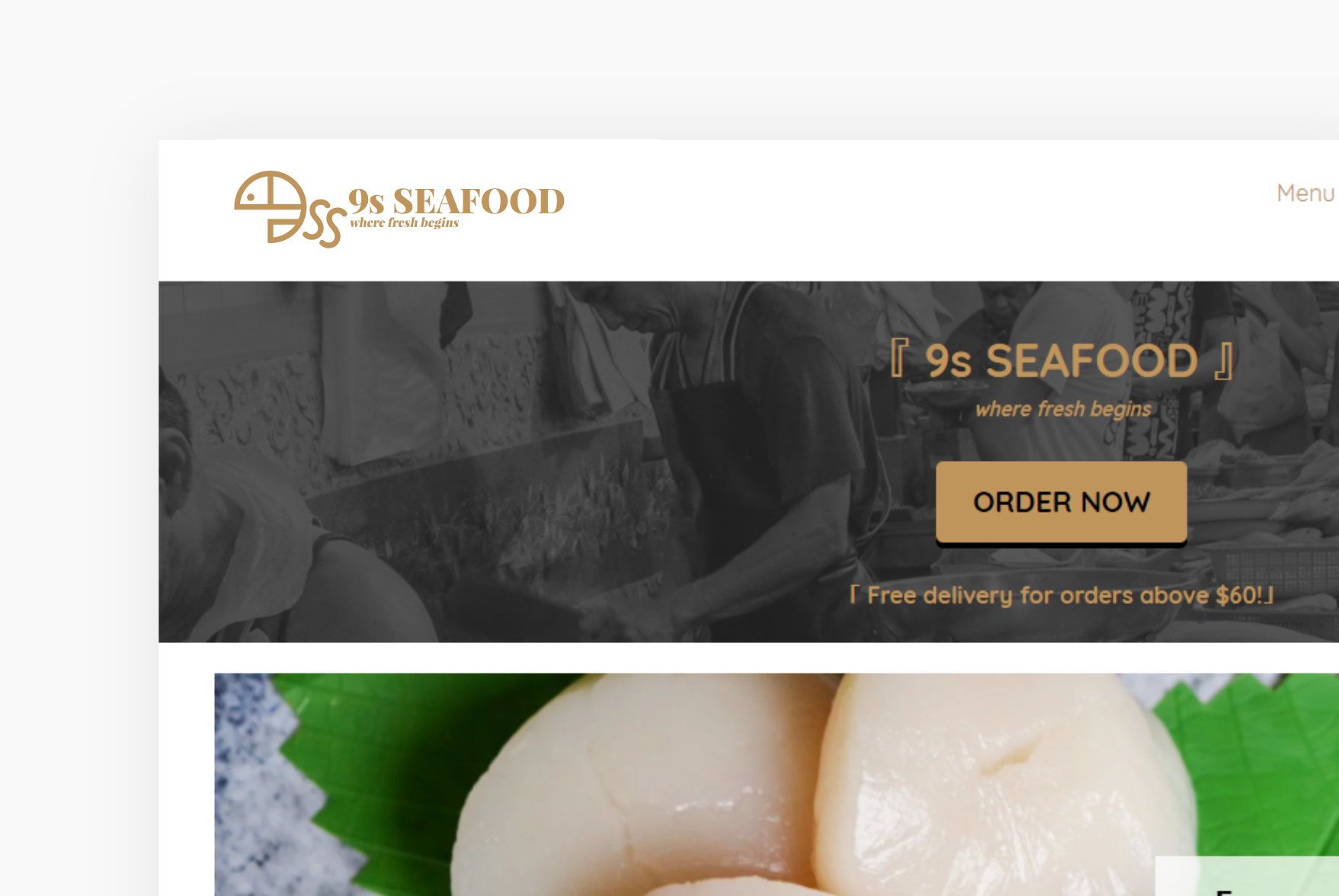 The 9s Seafood logo on their website