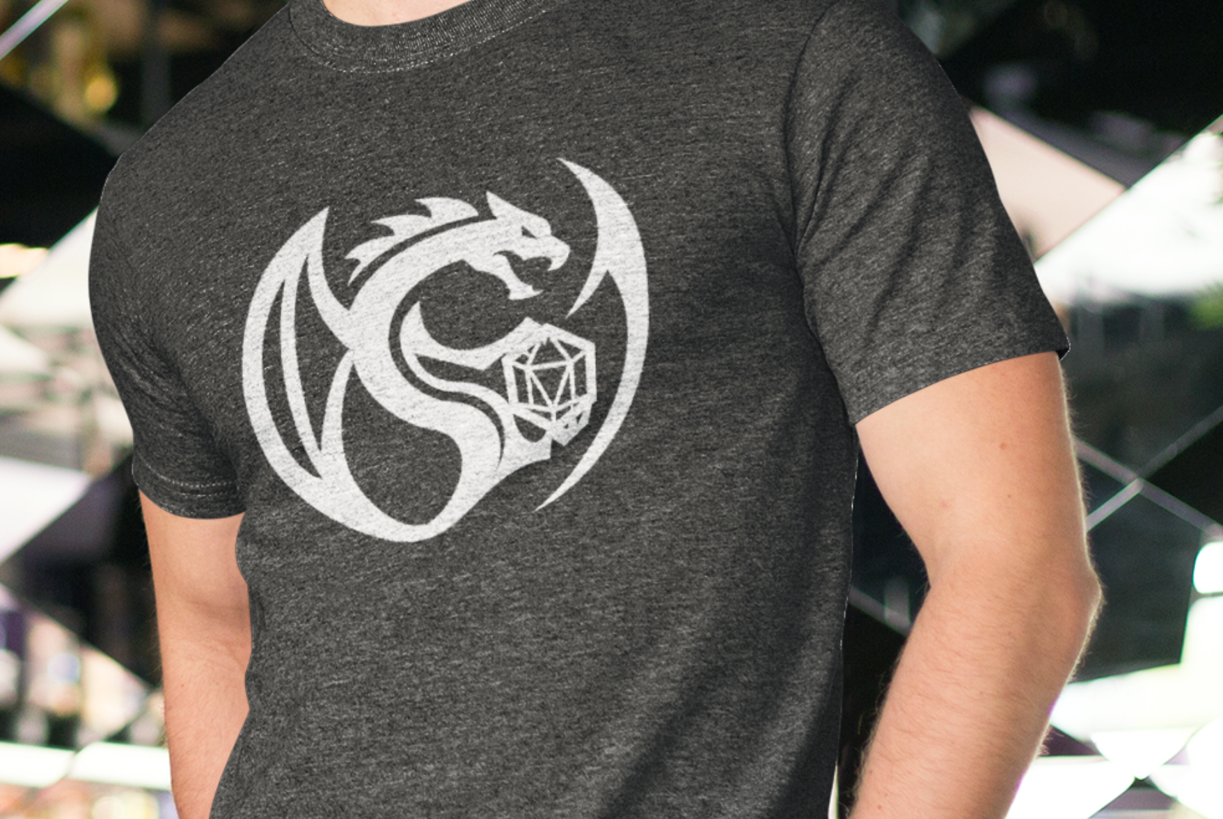 The Mithril Dragon Dungeon Masters logo printed on a shirt