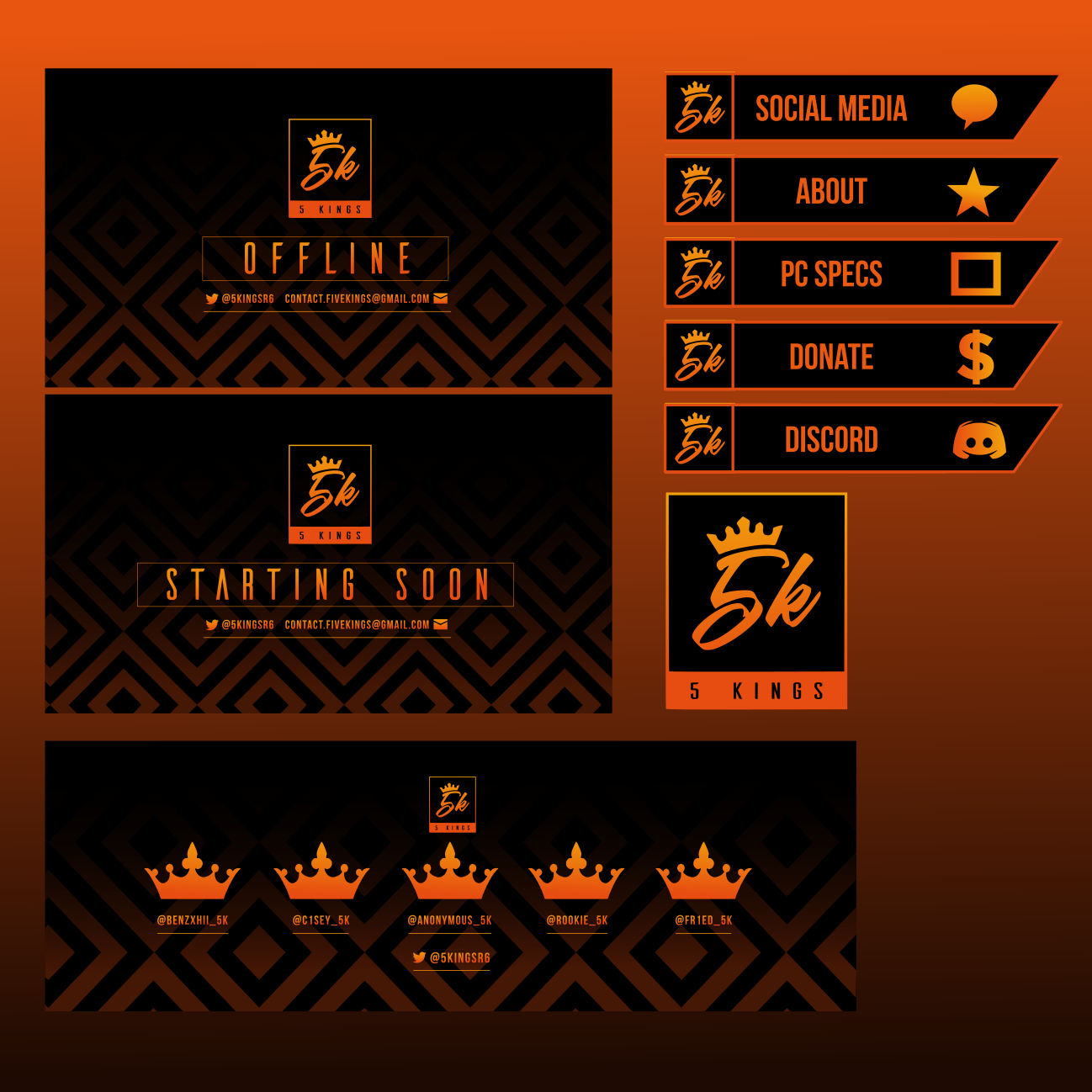 Twitch graphics for 5kings. Designed by Johnery