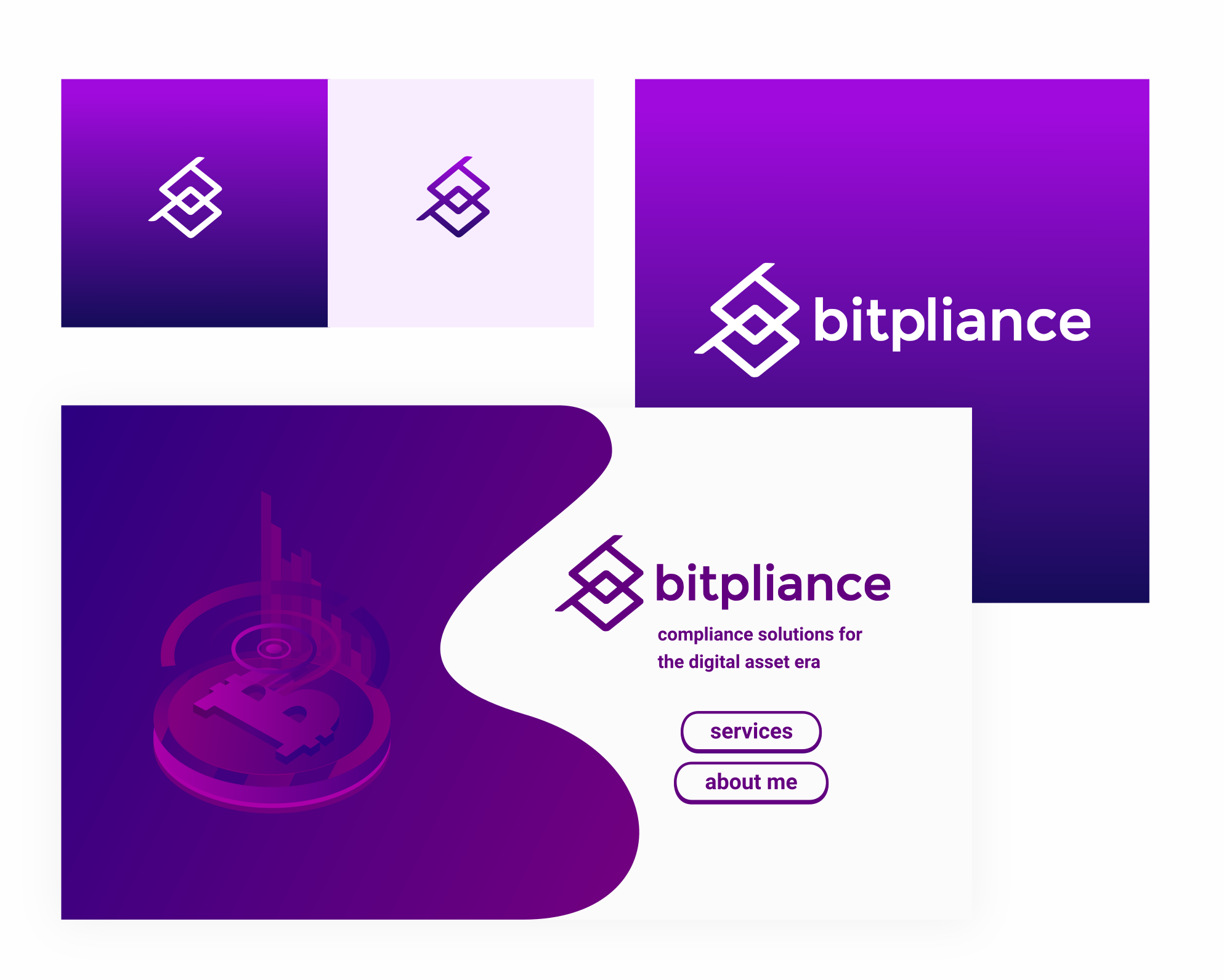 Logo and landing page design for Bitpliance. Designed by Johnery