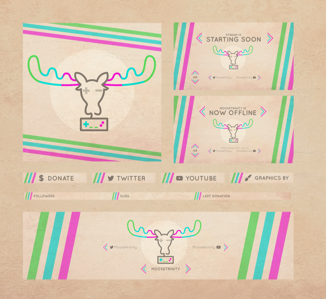 Twitch graphics for MooseTrinity. Designed by Johnery