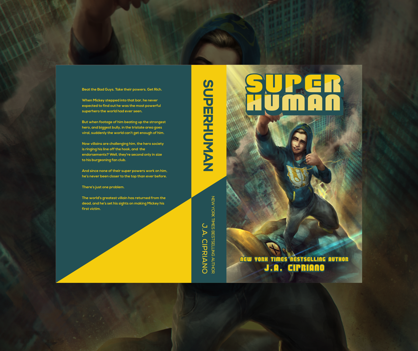 Book cover design for Superhuman. Designed by Johnery