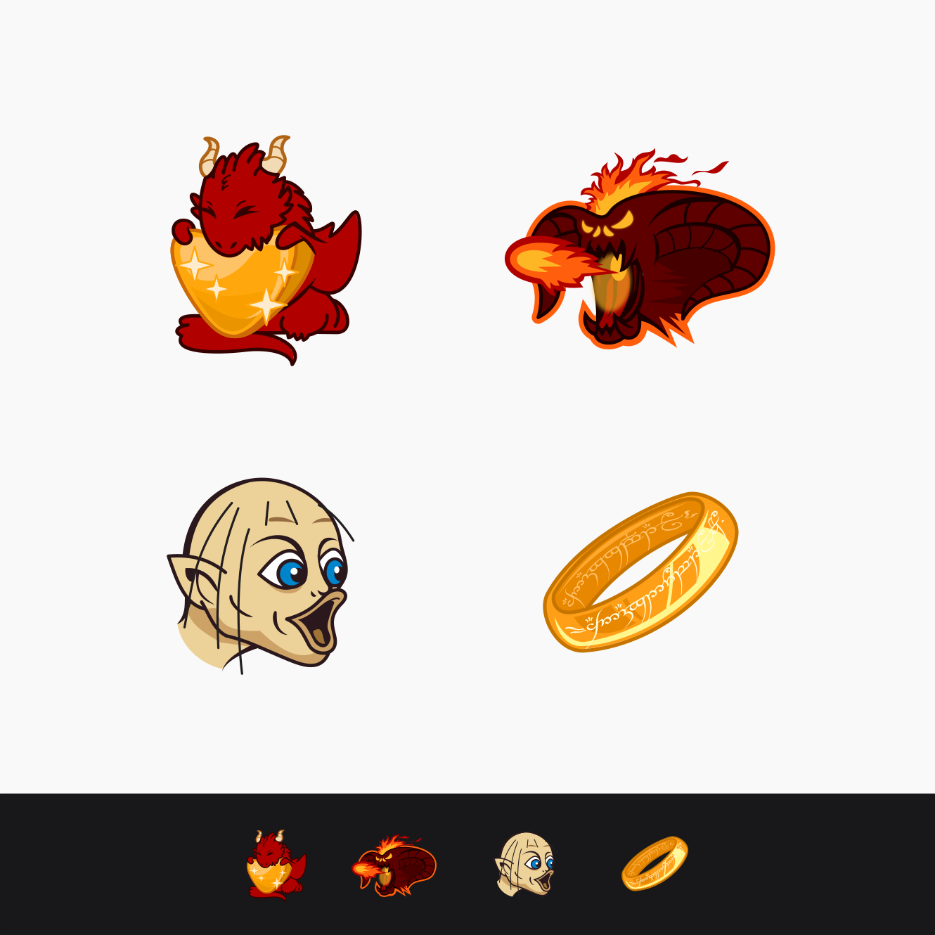 Twitch emotes for ValinorTTV. Designed by Johnery