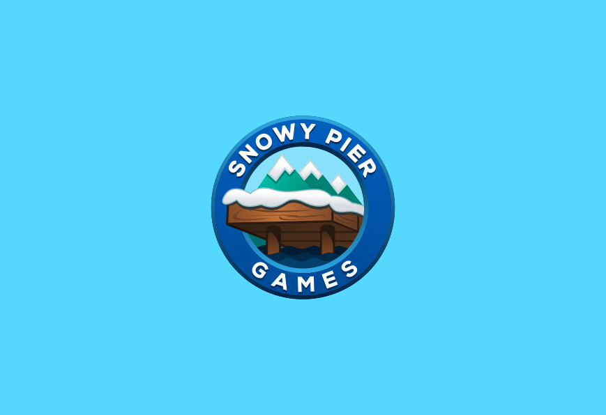 Business logo for Snowy Pier Games. Designed by Johnery