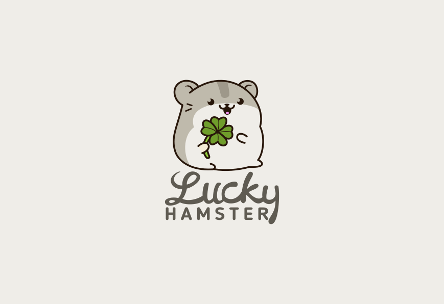 Cartoon logo for Lucky Hamster. Designed by Johnery