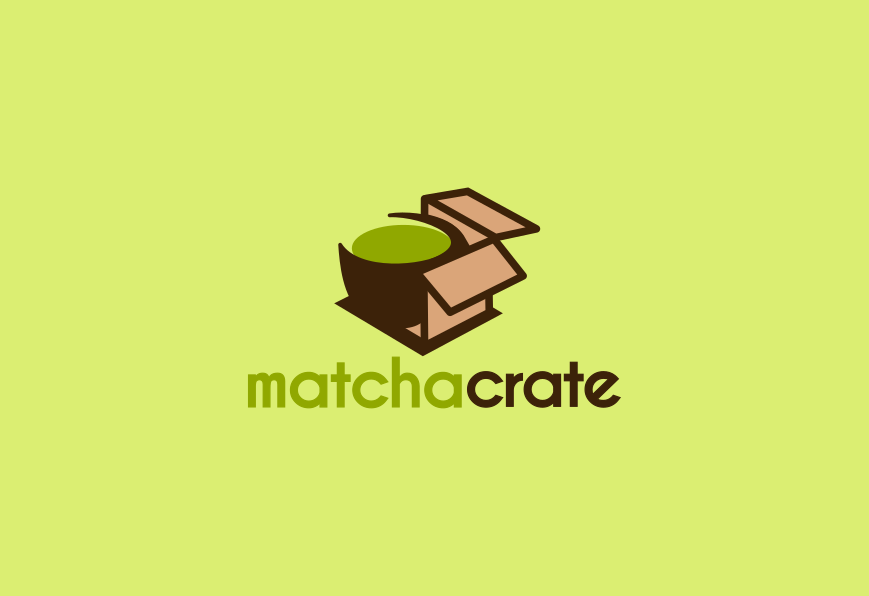 Cartoon logo for Matcha Crate. Designed by Johnery