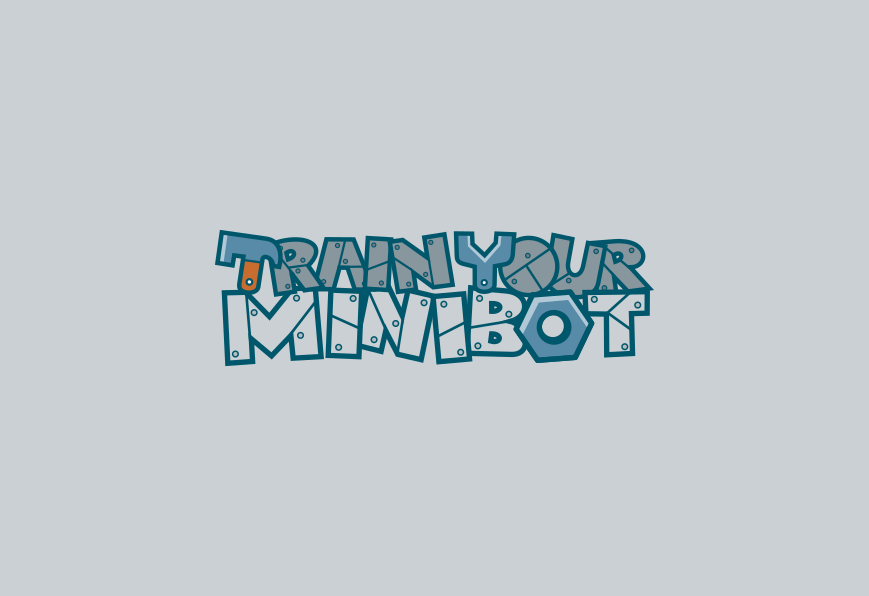 Cartoon logo for Train Your Minibot. Designed by Johnery