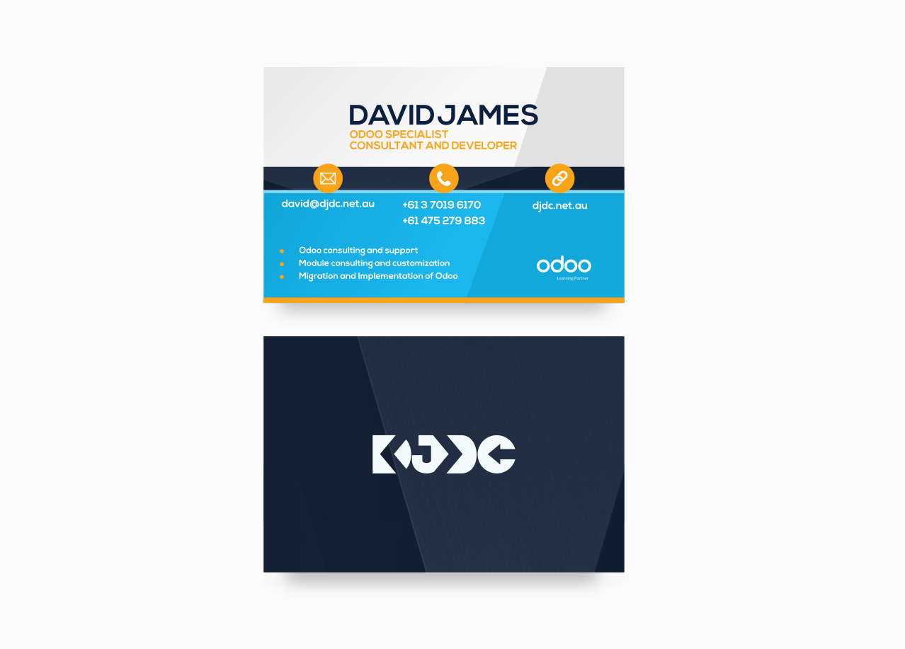 Business card design for David James Development Company. Designed by Johnery