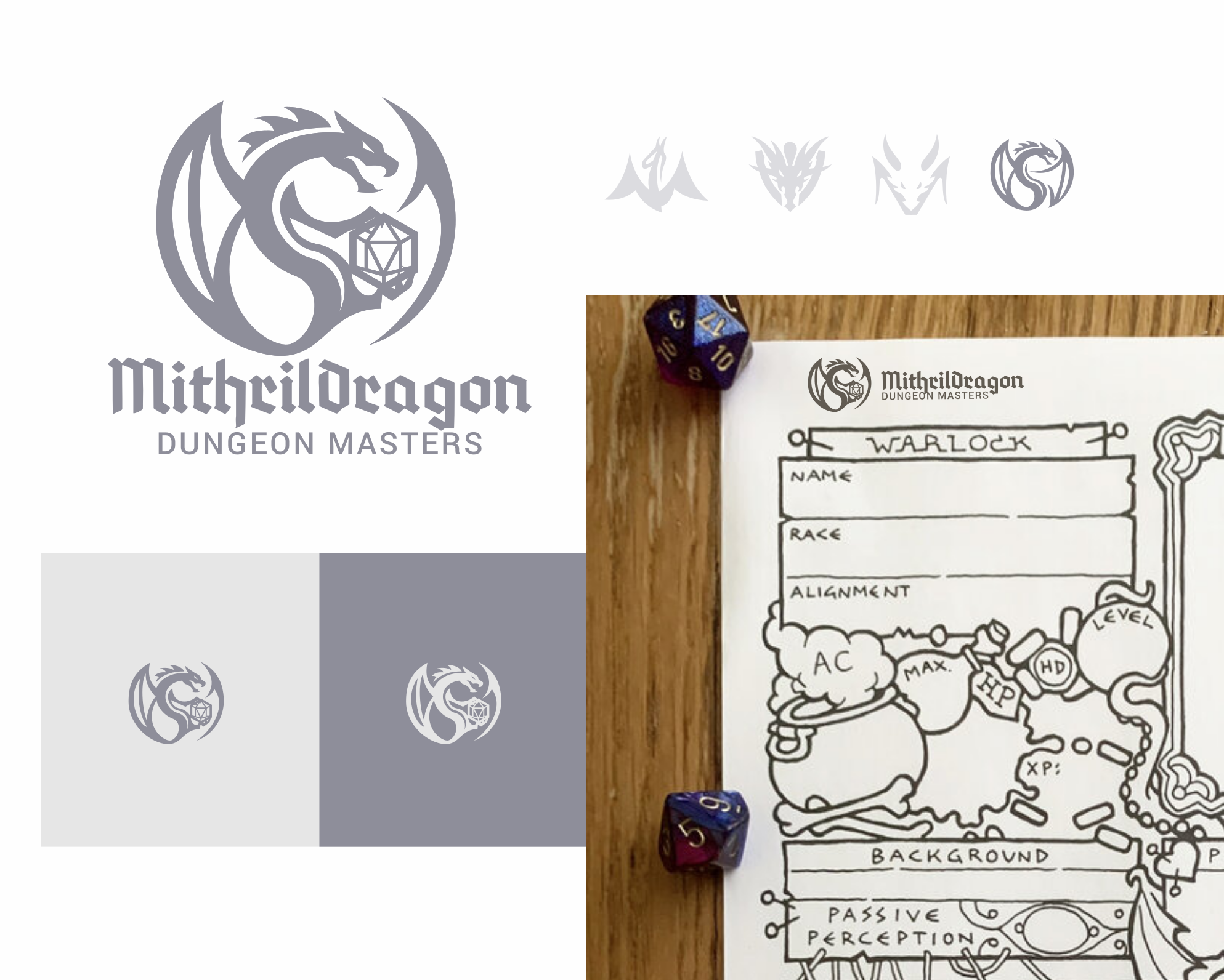 Logo design and showcase for Mithril Dragon Dungeon Masters. Designed by Johnery