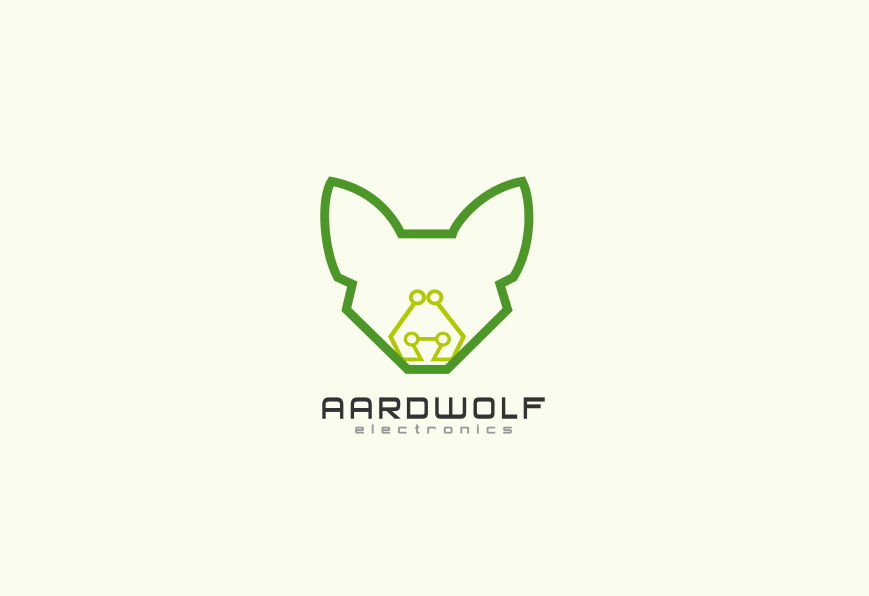 Minimal logo for Aardwolf Electronics. Designed by Johnery