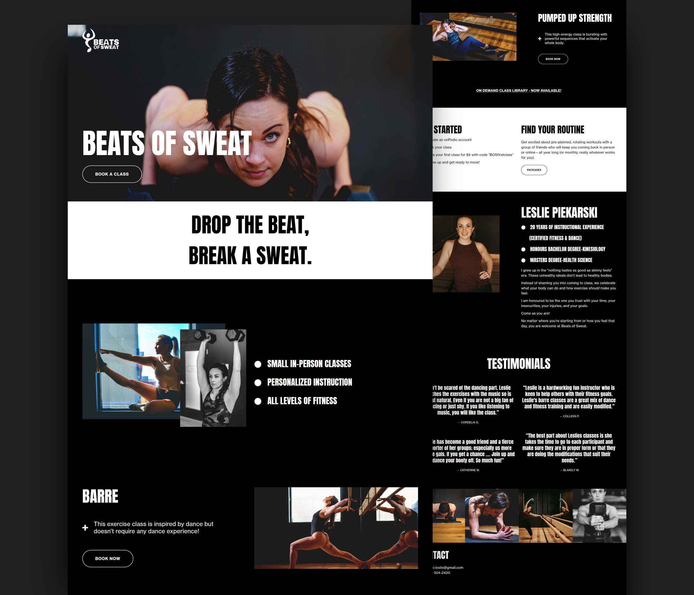 Web design for Beats of Sweat. Designed by Johnery
