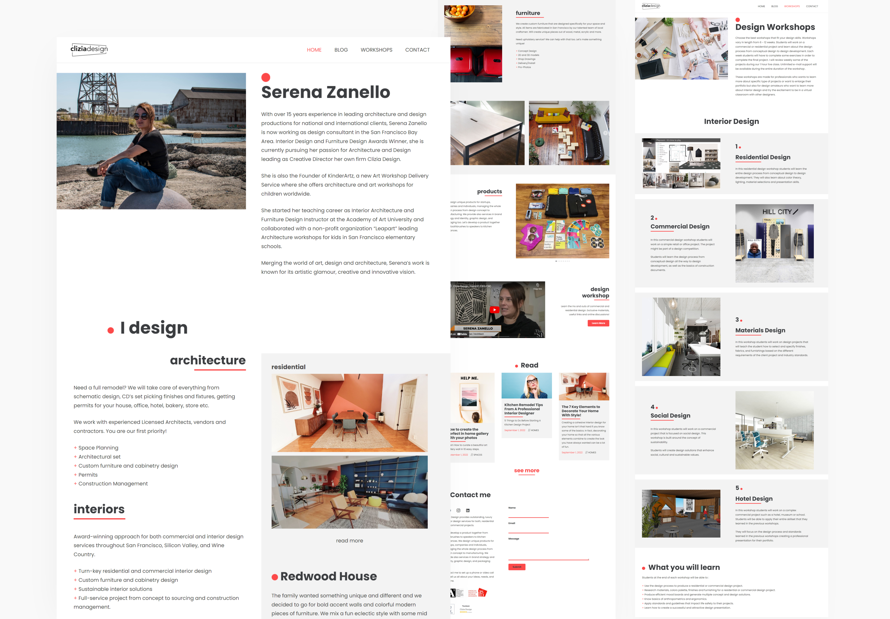 Web design for Clizia Design. Designed by Johnery