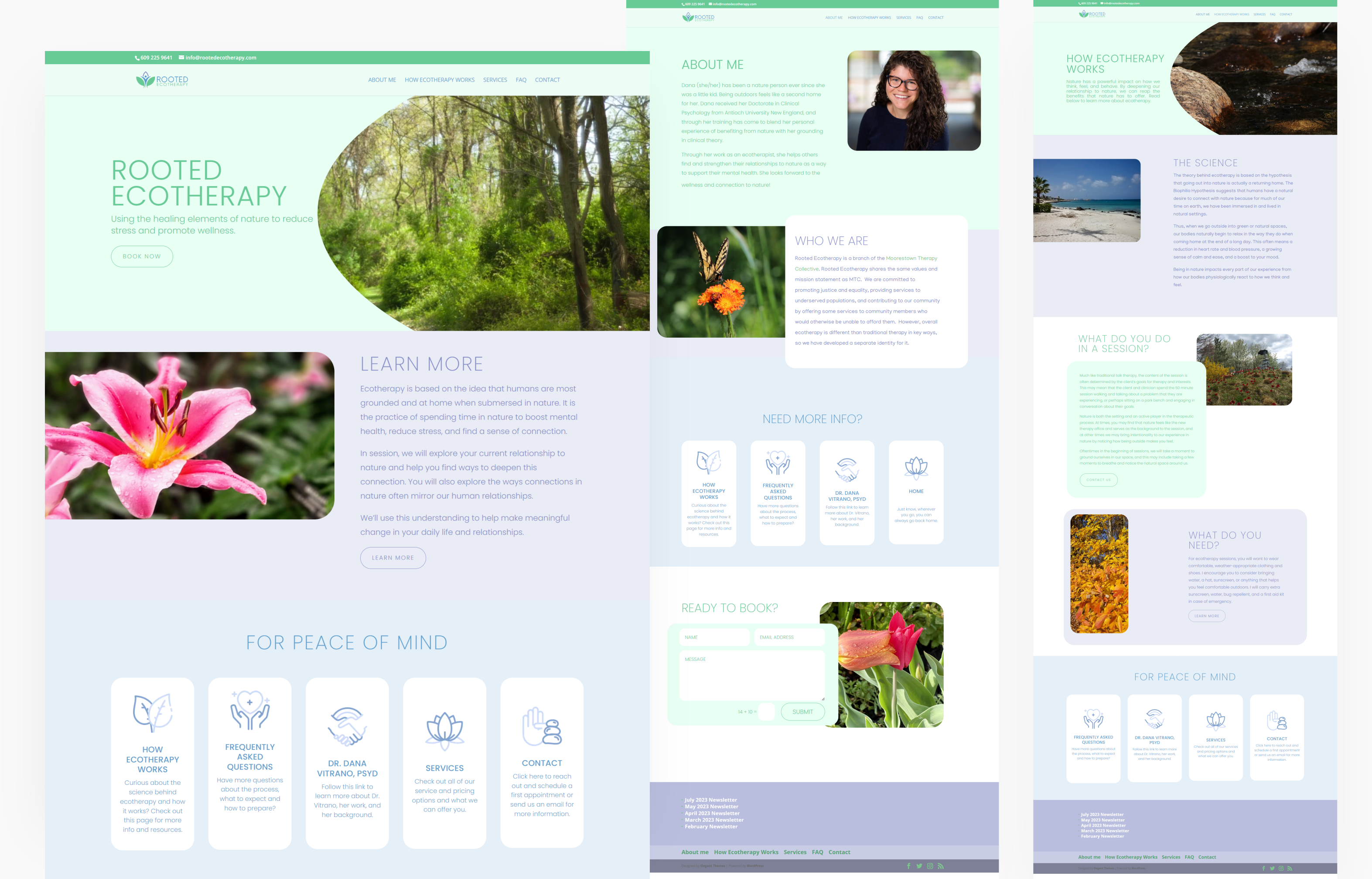 Web design for Rooted Ecotherapy. Designed by Johnery