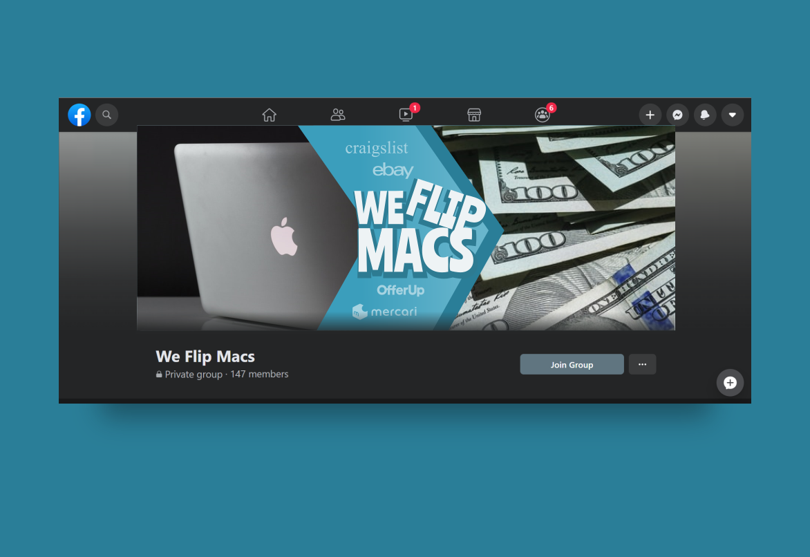 Facebook cover design for We Flip Macs. Designed by Johnery
